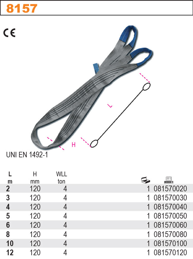 ZAVĚŠENÍ PÁSOVÉ POLYESTER -MODEL 8157 DOR. 4000 KG L 3M CE UNI EN 1492-1
