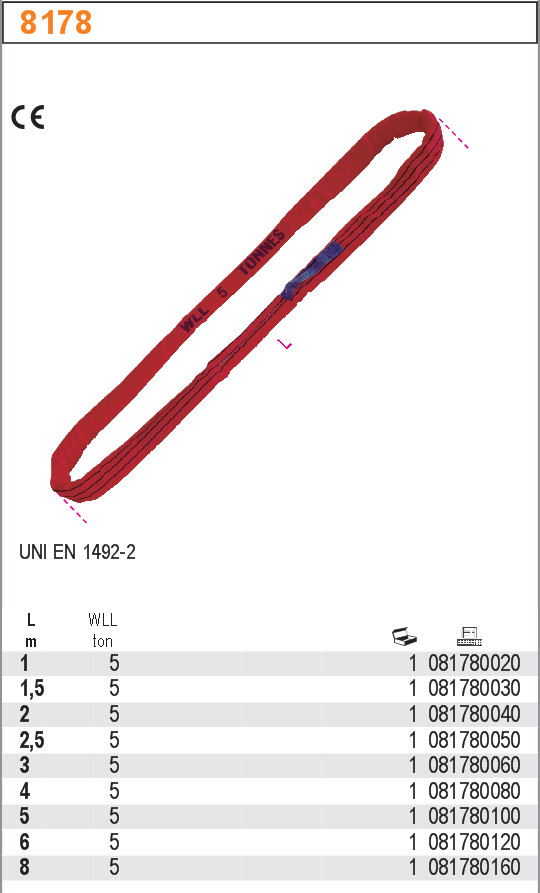 ZAVĚŠENÍ HADOVITÉ POLYESTER-MODEL 8178 DOR. 5000KG L 3M CE UNI EN 1492-2