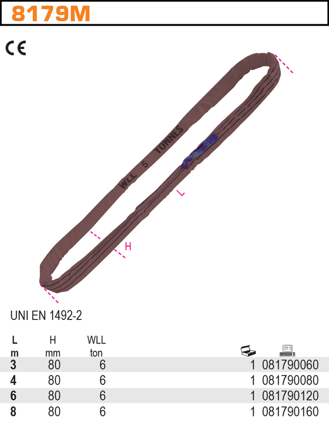 ZAVĚŠENÍ HADOVITÉ POLYESTER-MODEL 8179 4M CE UNI EN 1492-2-ZAVĚŠENÍ HNĚDÉ
