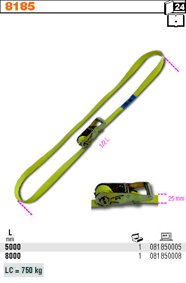PÁS UPÍNACÍ S NAPÍNAČEM ZÁPADKOVÝM-MODEL 8185 8M/25MM EN 12195-2