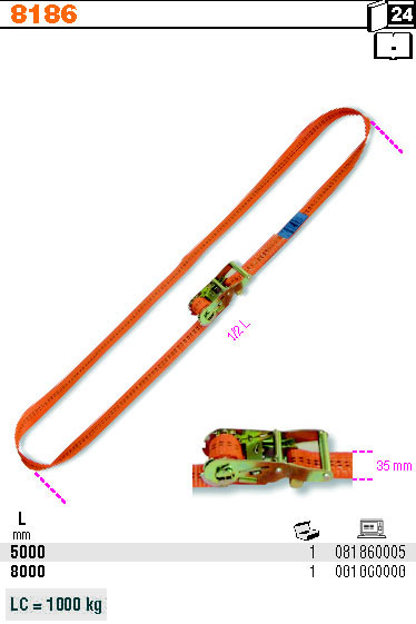 PÁS UPÍNACÍ S NAPÍNAČEM ZÁPADKOVÝM-MODEL 8186 8M/35MM EN 12195-2