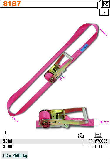 PÁS UPÍNACÍ S NAPÍNAČEM ZÁPADKOVÝM-MODEL 8187 5M/50MM EN 12195-2