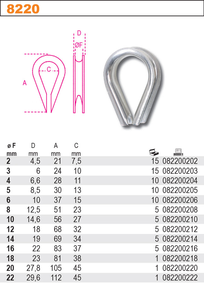 NÁPRSTEK-MODEL 8220 FI 6MM INOX AISI 316