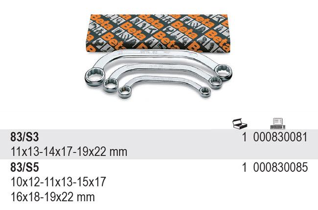 SADA OČKOVÝCH KLÍČŮ OBOUSTRANNĚ VYHNUTÝCH-MODEL 83/S3 3 KS 11-22MM, V KARTONU