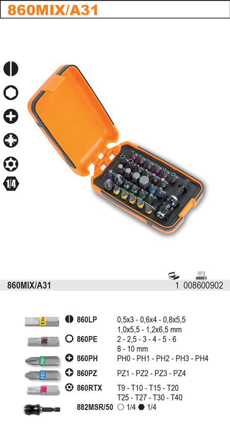 SADA BITŮ-MODEL 860MIX/A31 31 ČÁSTÍ  V KRABIČCE Z PVC