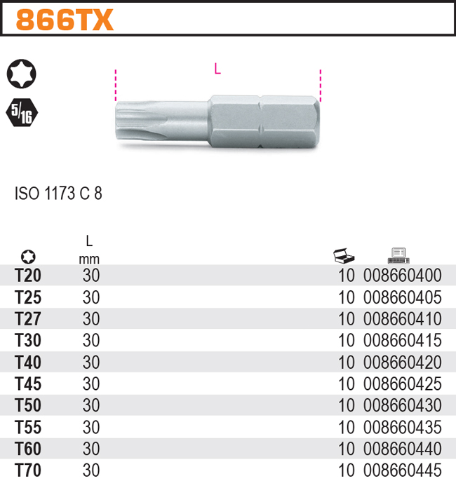 BIT TORX-MODEL 866TX T27