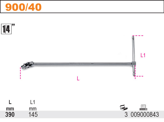 DRŽÁK NA HLAVICE TYPU T S KLOUBEM-MODEL 900/40 1/4''