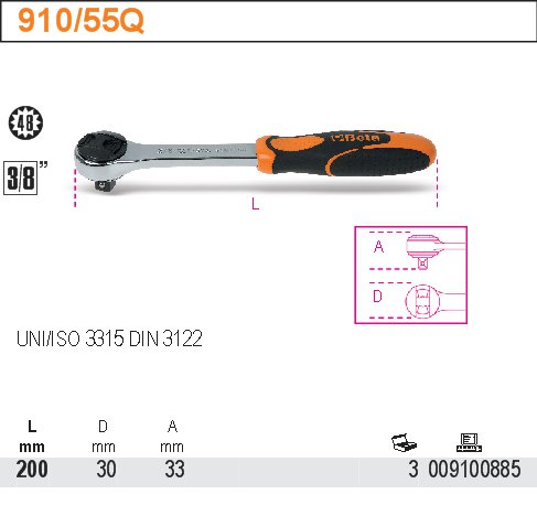 RÁČNA S MECHANICKOU ZÁPADKOU-MODEL 910/55Q 3/8''