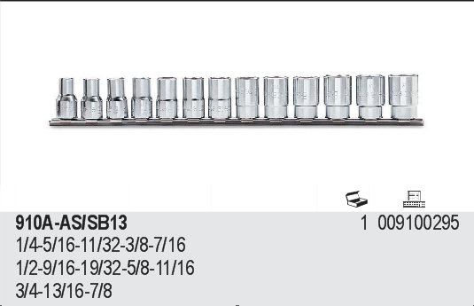 SADA HLAVIC 3/8'' ŠESTIHRAN-MODEL 910A/AS/SB13 1/4-7/8''13KS''