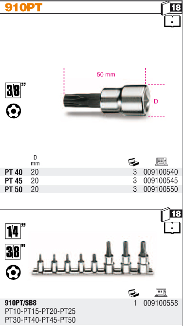 HLAVICE 3/8'' PENTATORX-MODEL 910PT 40