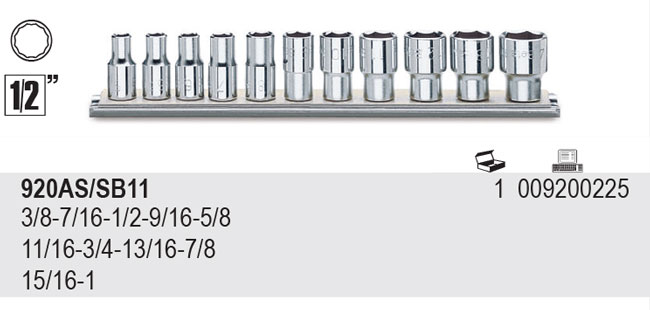 SADA HLAVIC 12-HRAN - 1/2'' PALCOVÁ-MODEL 920AS/SB11 11 KS 920AS