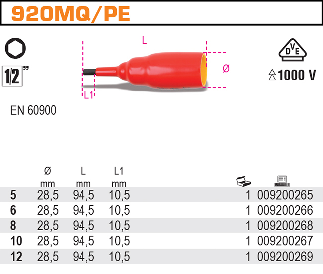HLAVICE ŠESTIHRAN-MODEL 920 MQ/PE 5MM EN 60900''