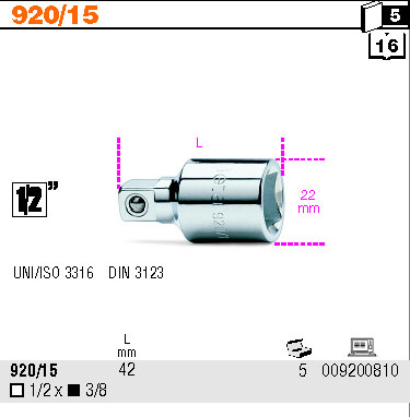 ADAPTÉR-MODEL 920 1/2'' NA 3/8''