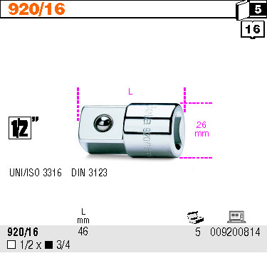 ADAPTÉR-MODEL 920 1/2'' NA 3/4''