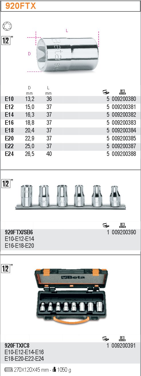 HLAVICE PROFIL TORX VNITŘNÍ-MODEL 920FTX E20