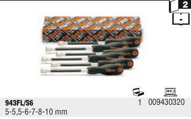 SADA NÁSTRČKOVÝCH KLÍČŮ S RUKOJETÍ-MODEL 943FL/S6 5-10MM 6KS