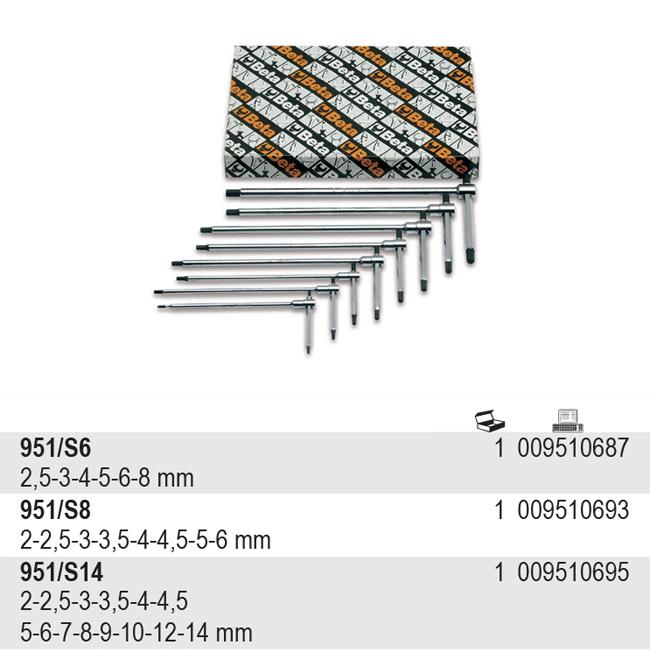 SADA KLÍČŮ INBUSOVÝCH-MODEL 951/S8 2-6MM 8KS