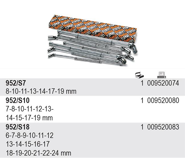 SADA NÁSTRČKOVÝCH KLÍČŮ S KLOUBEM-MODEL 952/S18 6-24MM 18KS