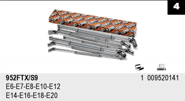 SADA NÁSTRČKOVÝCH KLÍČŮ TORX-MODEL 952FTX/S9 6-20 9KS
