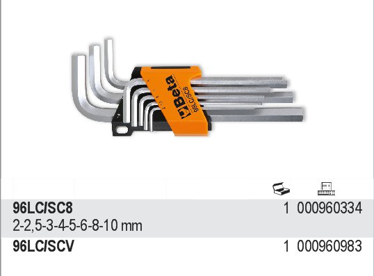 SADA INBUSOVÝCH KLÍČŮ-MODEL 96LC/SC8 8 KS 2-10MM,  V UCHYTU