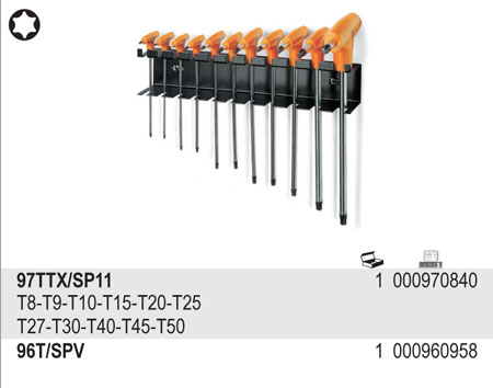 SADA ZÁSTRČNÝCH KLÍČŮ S RUKOJETÍ PROFIL TORX-MODEL 97TTX/SP11 11 KS 