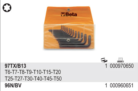 SADA ZÁSTRČNÝCH KLÍČŮ TORX-MODEL 97TXT6-T50 13KS