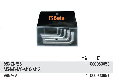 SADA ZÁSTRČNÝCH KLÍČŮ PROFIL XZN-MODEL 98XZN/B5 5 KS M5 - M12, V POUZDŘE