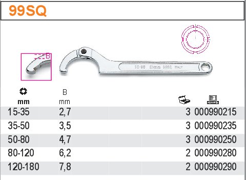 HÁKOVÝ KLÍČ KLOUBOVÝ-MODEL  99SQ 80-120MM