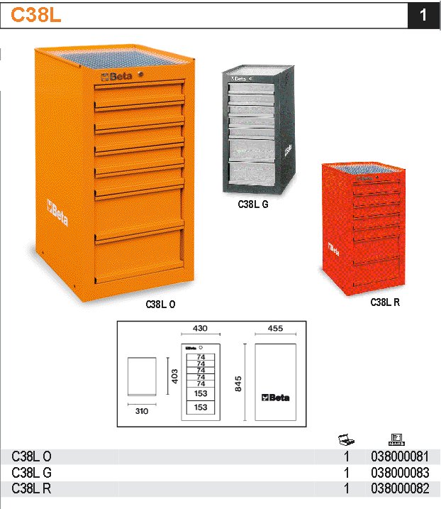 SKŘÍNKA NÁŘAĎOVÁ -MODEL 3800 C38 BOČNÍ  ČERVENÁ