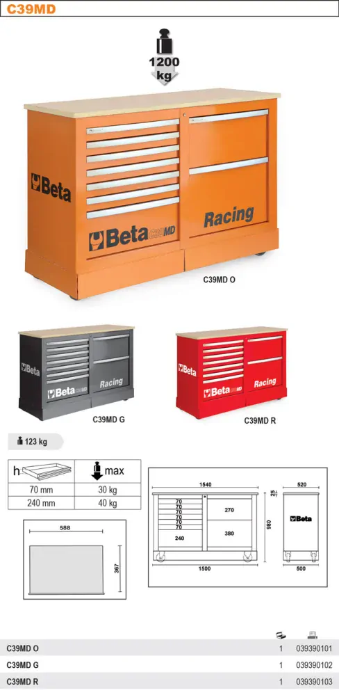 VOZÍK NÁŘAĎOVÝ C39 TYP RACING MD-MODEL 3900/C39MPRO ORANŽOVÝ