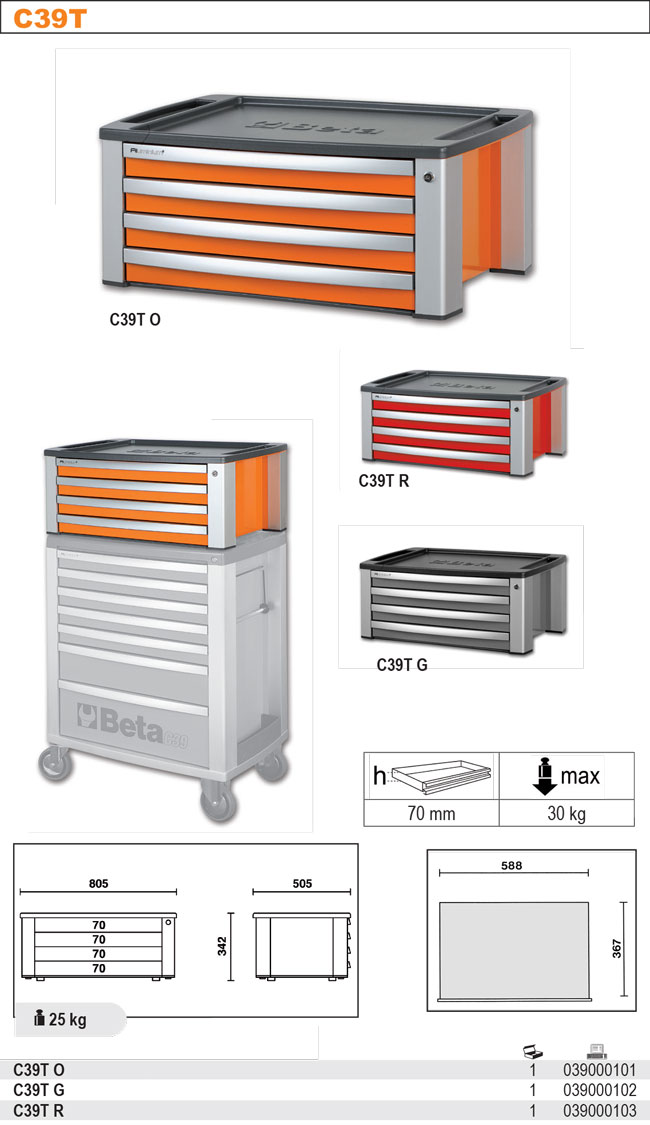 SKŘÍNKA NÁŘAĎOVÁ C39T -MODEL 3900 4 ŠUPLÍKY ORANŽOVÝ