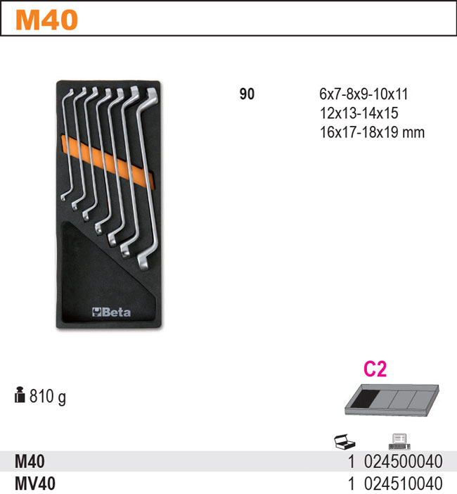 SADA KLÍČŮ-MODEL 2450/M40 7 KS V PODESTĚ Z MĚKKÉ PĚNY