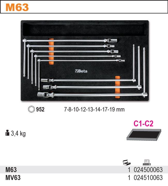 SADA KLÍČŮ-MODEL 2450/M63 8 KS V PODESTĚ Z MĚKKÉ PĚNY