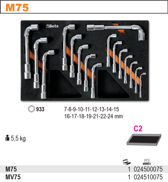 SADA KLÍČŮ-MODEL 2450/M75 16 KS V PODESTĚ Z MĚKKÉ PĚNY