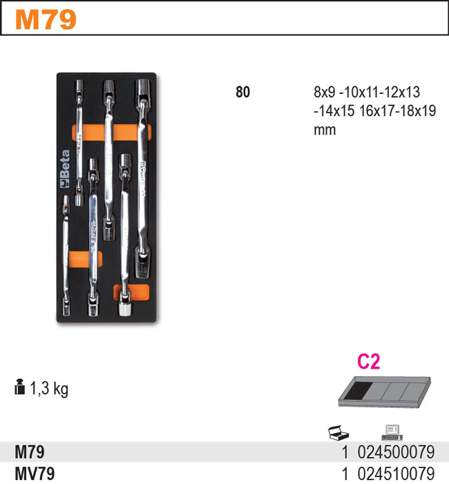 SADA KLÍČŮ-MODEL 2450/M79 6 KS V PODESTĚ Z MĚKKÉ PĚNY