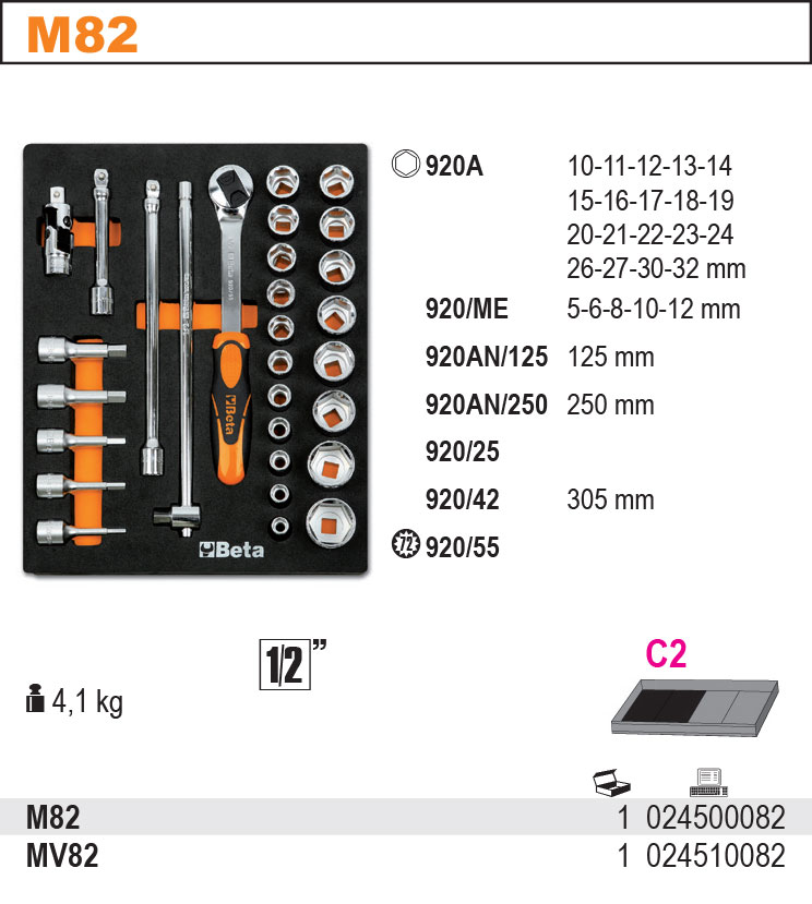SADA NÁŘADÍ-MODEL 2450/M82 29 KS V PODESTĚ Z MĚKKÉ PĚNY