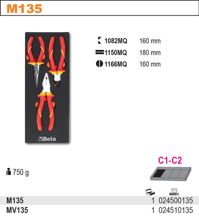 SADA NÁŘADÍ-MODEL 2450/M135 3 KS V PODESTĚ Z MĚKKÉ PĚNY