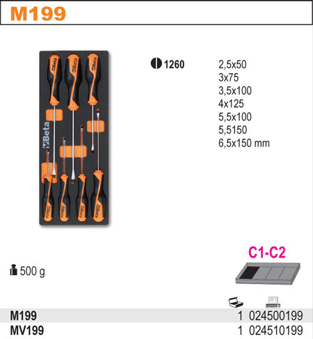 SADA ŠROUBOVÁKŮ-MODEL 2450/M199 7KS  V PODESTĚ Z MĚKKÉ PĚNY