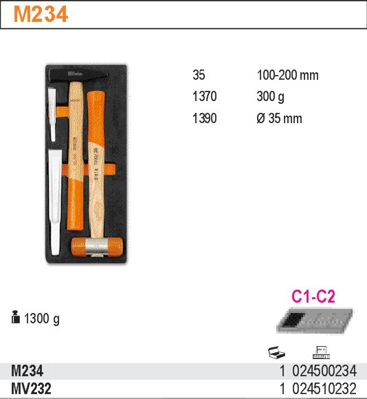 SADA NÁŘADÍ-MODEL 2450/M234 4 KS V PODESTĚ Z MĚKKÉ PĚNY