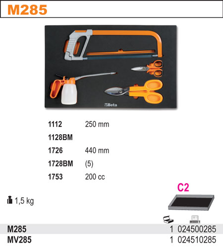 SADA NÁŘADÍ-MODEL 2450/M285 4 KS V PODESTĚ Z MĚKKÉ PĚNY