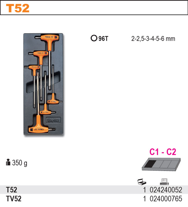 SADA KLÍČŮ-MODEL 2424/T52 6KS V PODESTĚ Z PVC.