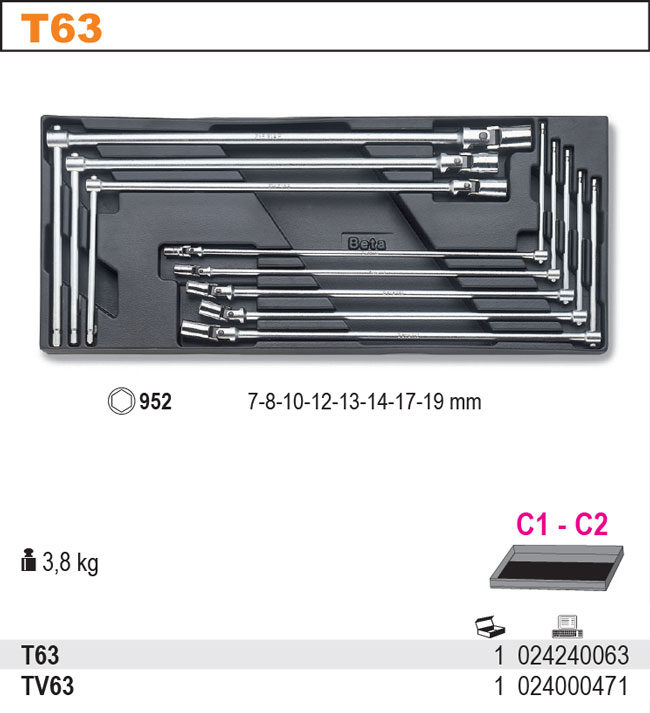SADA KLÍČŮ-MODEL 2424/T63 8KS V PODESTĚ Z PVC.