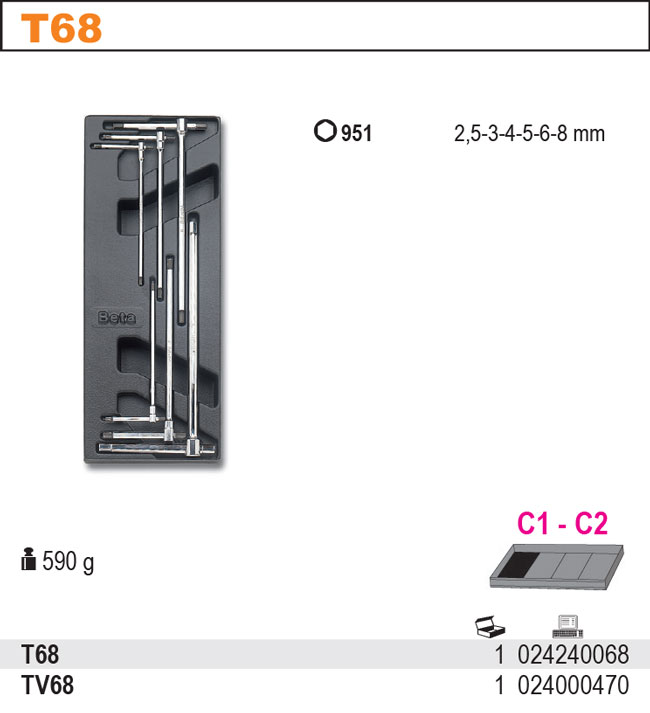 SADA KLÍČŮ-MODEL 2424/T68 6KS V PODESTĚ Z PVC.