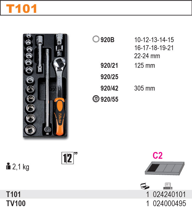 SADA NÁŘADÍ-MODEL 2424/T101 16KS V PODESTĚ Z PVC