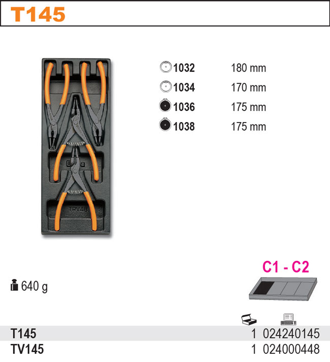 SADA KLEŠTÍ -MODEL 2424/T145 4KS  V PODESTĚ Z PVC