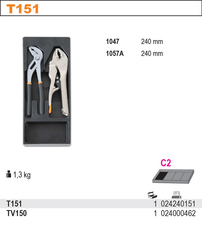 SADA KLEŠTÍ -MODEL 2424/T151 2KS V PODESTĚ Z PVC.