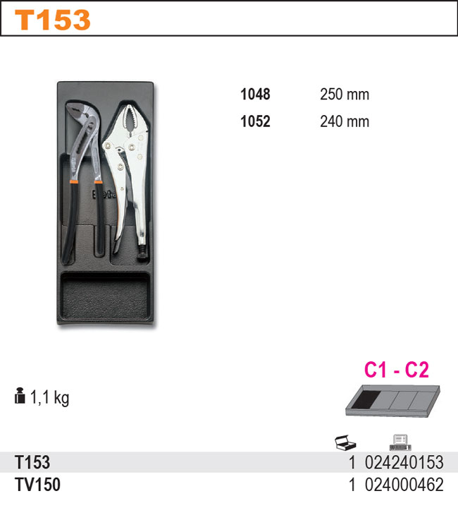SADA KLEŠTÍ -MODEL 2424/T153 2KS V PODESTĚ Z PVC