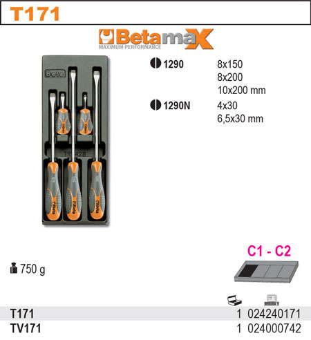 SADA ŠROUBOVÁKŮ-MODEL 2424/T171 5KS V PODESTĚ Z PVC.