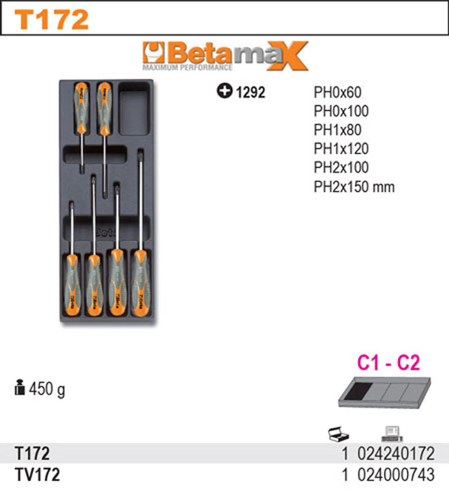 SADA ŠROUBOVÁKŮ-MODEL 2424/T172 6 KS V PODESTĚ Z PVC.