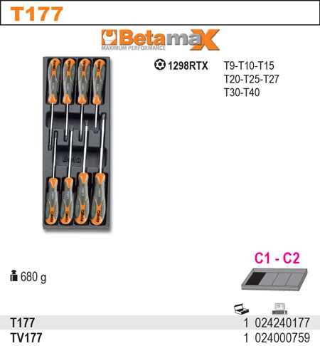 SADA ŠROUBOVÁKŮ-MODEL 2424/T177 8KS  V PODESTĚ Z PVC.